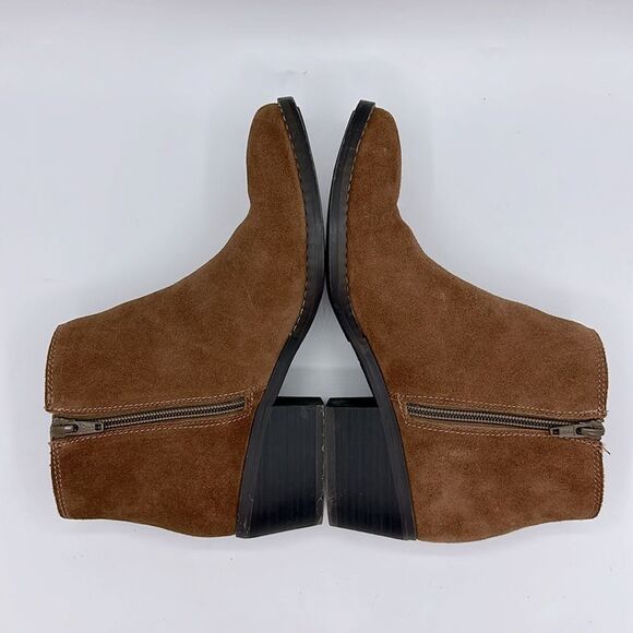 Leather Booties Size 7.5 Boho Brown Suede Fringe - Picture 6 of 11